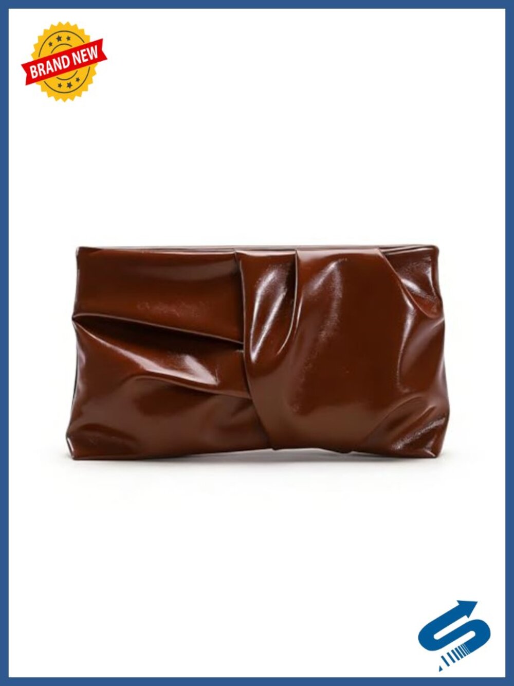 PU Leather Evening Clutch Purse Pleated Design Detachable Chain Strap